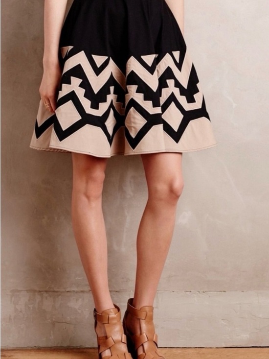 Anthropologie Dresses & Skirts - Plenty by Tracy Reese Black and Beige Geometric Circle Skirt